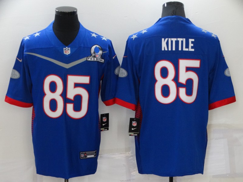 Men San Francisco 49ers #85 Kittle Blue Nike 2022 All star Pro bowl Limited NFL Jersey